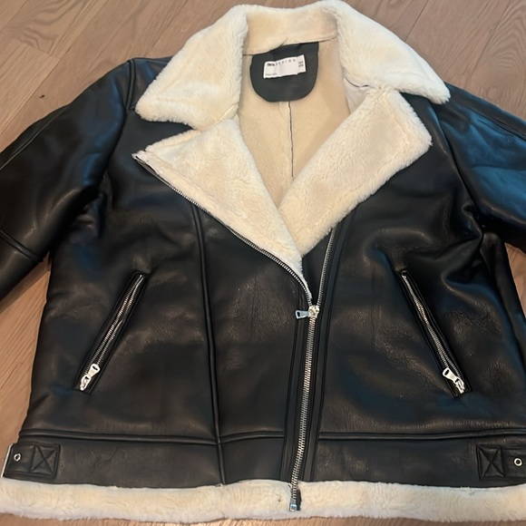 ASOS Faux leather and shearling coat - Picture 2 of 4